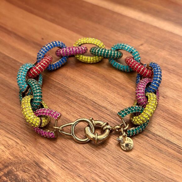 J. Crew Jewelry - J.Crew | Chunky Pave Oval Link Bracelet | Multicolor | 8” Length